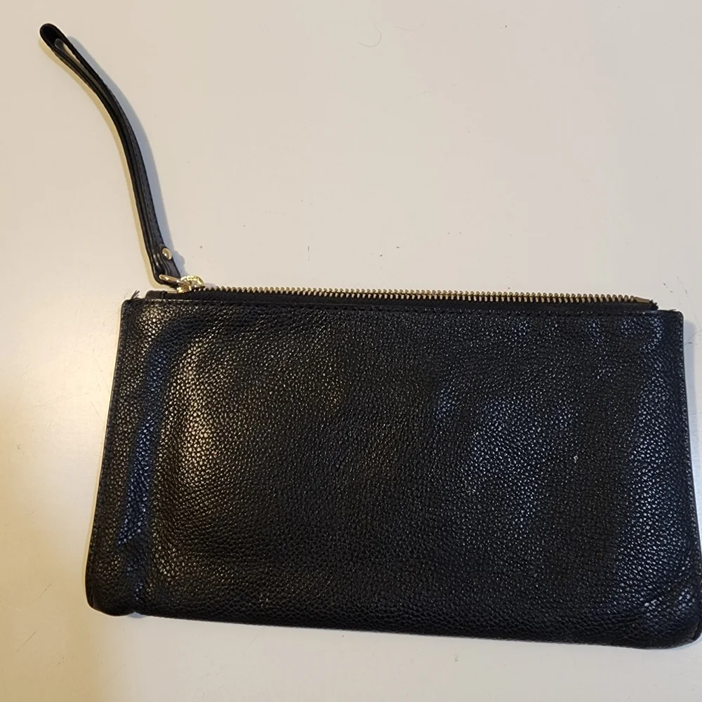 Michael Kors Jet Set Black Pebble Leather Wristlet Travel Wallet